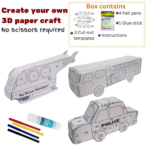 3-in-1 Box Fire Engine, Helicopter, and Police Car