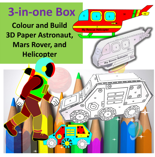 3-in-1 Box Astronaut, Mars Rover, Helicopter