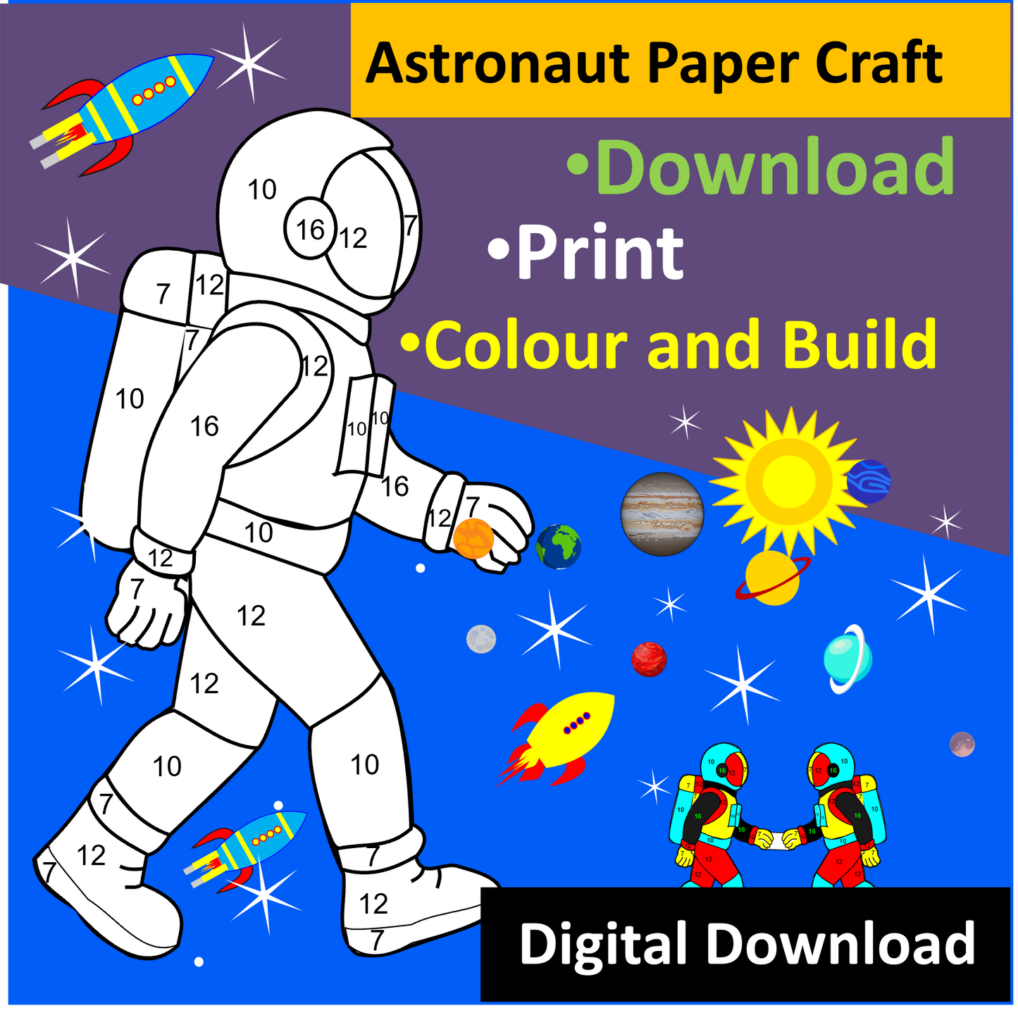 Astronaut Paper Craft -Digital Download