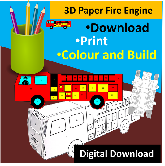 3D Paper Fire Engine -Digital Download