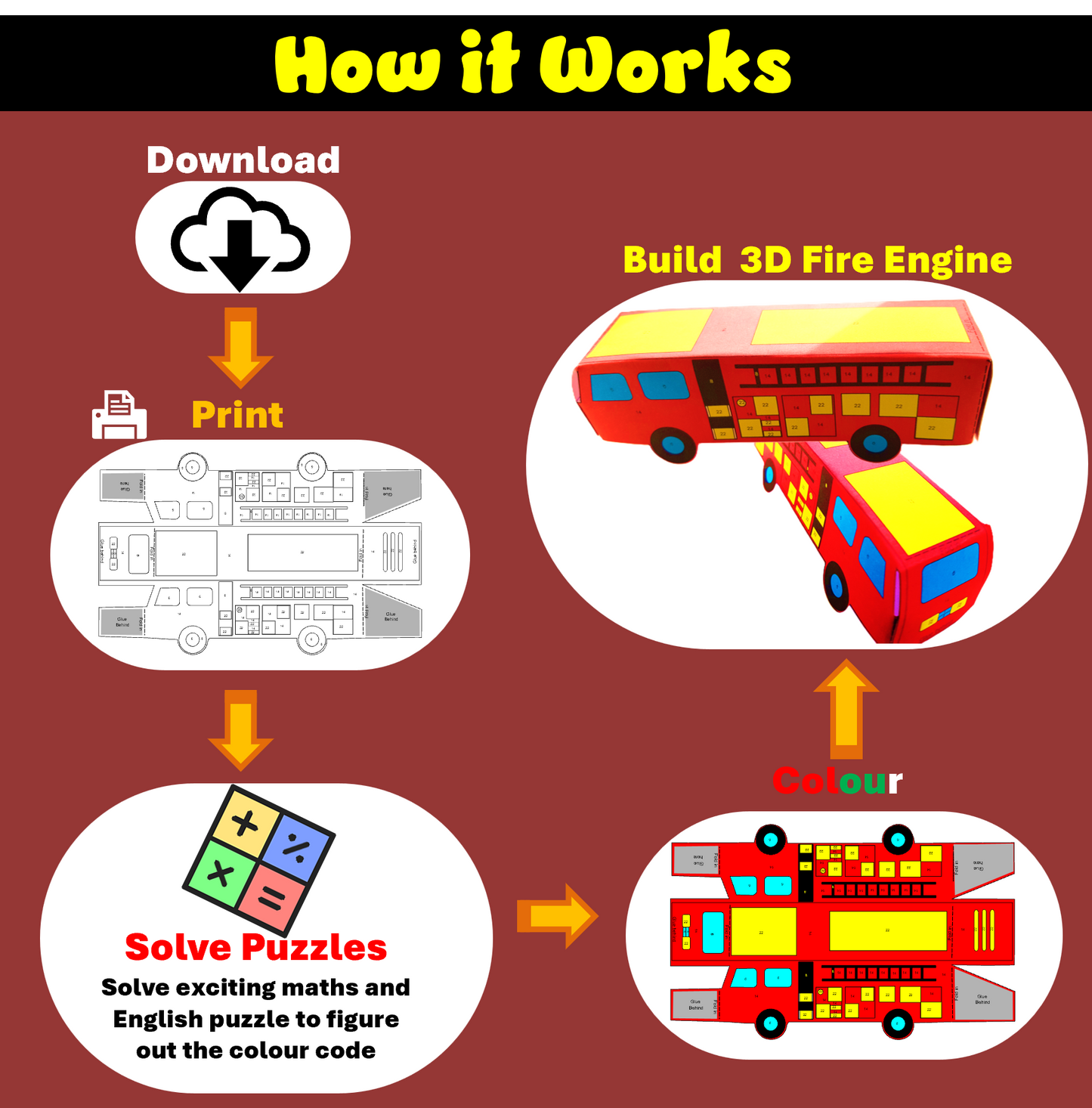 3D Paper Fire Engine -Digital Download