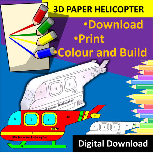 3D Paper Helicopter -Digital Download