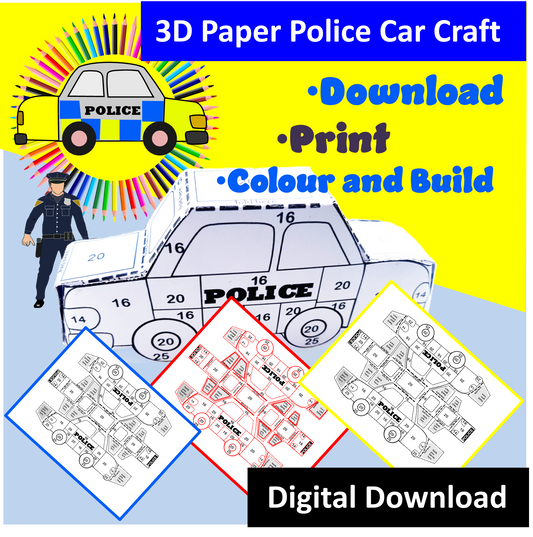 3D Paper Police Car -Digital Download