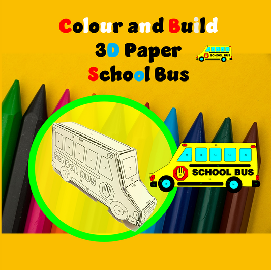 Colour and Build 3D Paper School Bus