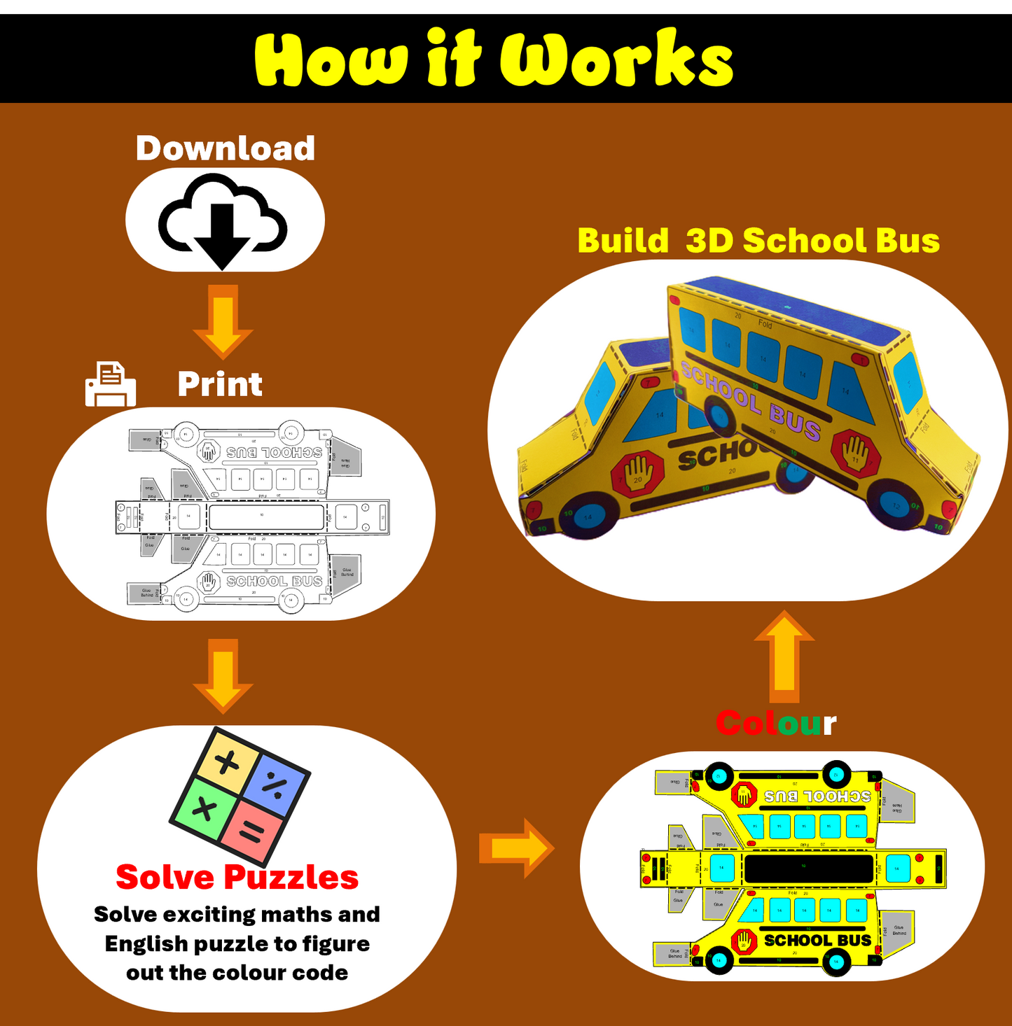 3D Paper School Bus -Digital Download