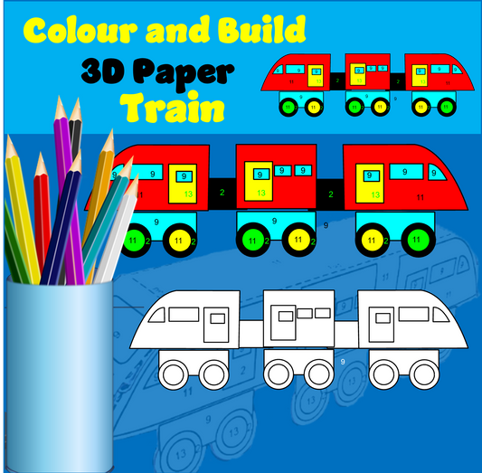Colour and Build a 3D Paper Train
